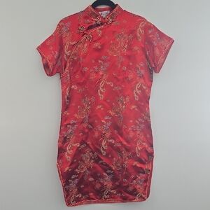 Elegant Red Cheongsam Dress